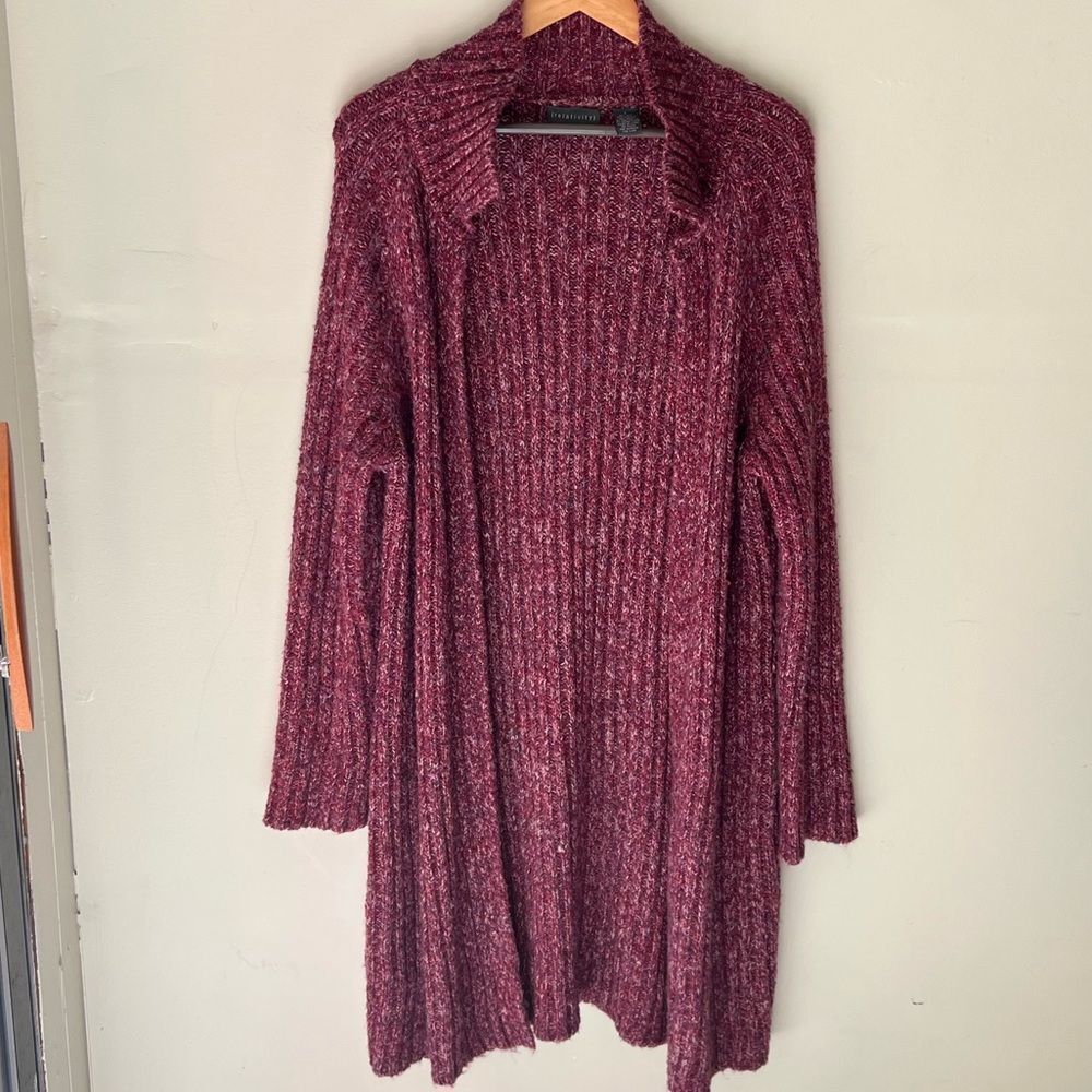 Relativity Burgundy Cardigan Long Open Front L
